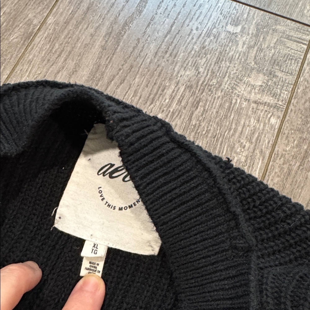 Aerie black Crew Neck Knitted Sweater XL 100% cotton - Picture 4 of 7